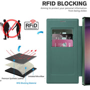 For Samsung Galaxy S25 Ultra 5G Shield MagSafe RFID Anti-theft Leather Phone Case(Green)