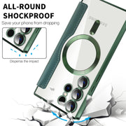 For Samsung Galaxy S25 Ultra 5G Shield MagSafe RFID Anti-theft Leather Phone Case(Green)