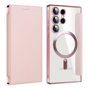 For Samsung Galaxy S25 Ultra 5G Shield MagSafe RFID Anti-theft Leather Phone Case(Pink)