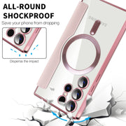 For Samsung Galaxy S25 Ultra 5G Shield MagSafe RFID Anti-theft Leather Phone Case(Pink)