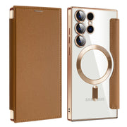 For Samsung Galaxy S25 Ultra 5G Shield MagSafe RFID Anti-theft Leather Phone Case(Brown)