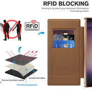 For Samsung Galaxy S25 Ultra 5G Shield MagSafe RFID Anti-theft Leather Phone Case(Brown)