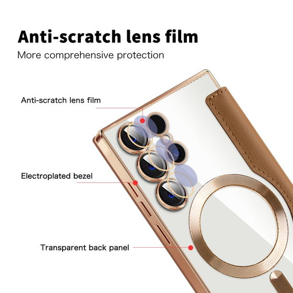 For Samsung Galaxy S25 Ultra 5G Shield MagSafe RFID Anti-theft Leather Phone Case(Brown)