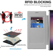 For Samsung Galaxy S25 Ultra 5G Shield MagSafe RFID Anti-theft Leather Phone Case(Grey)