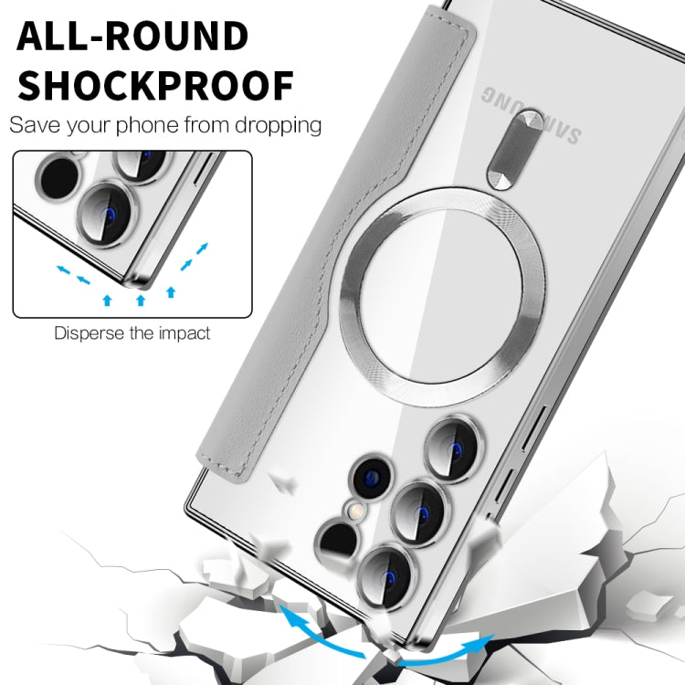For Samsung Galaxy S25 Ultra 5G Shield MagSafe RFID Anti-theft Leather Phone Case(Grey)