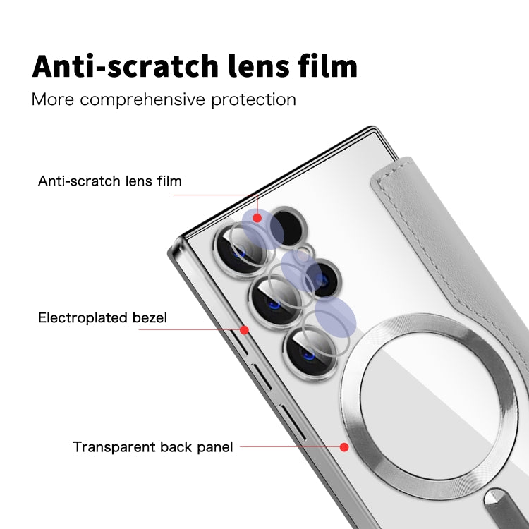 For Samsung Galaxy S25 Ultra 5G Shield MagSafe RFID Anti-theft Leather Phone Case(Grey)