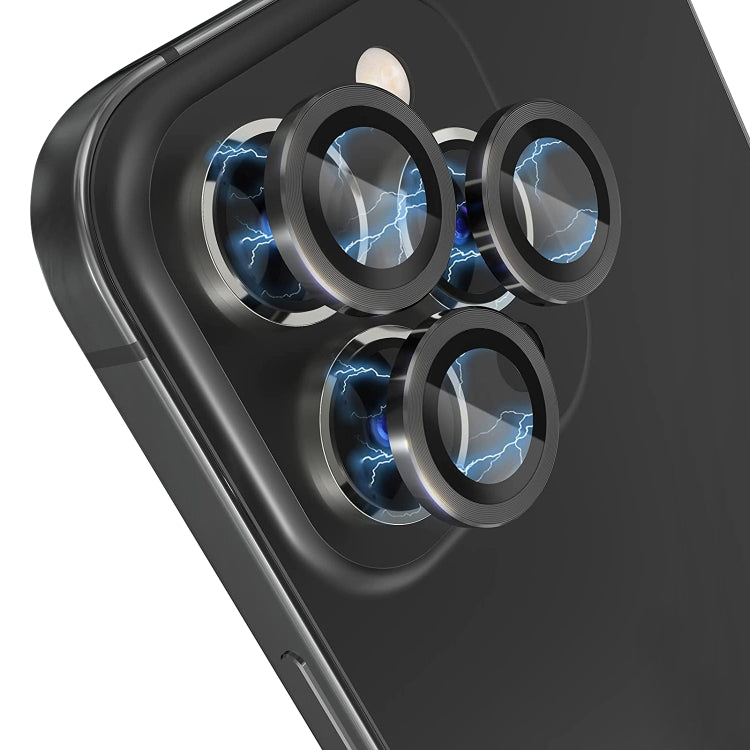 For iPhone 15 Pro / 15 Pro Max NORTHJO Camera Lens Protector Tempered Glass CD Vein Metal Ring Film(Black)