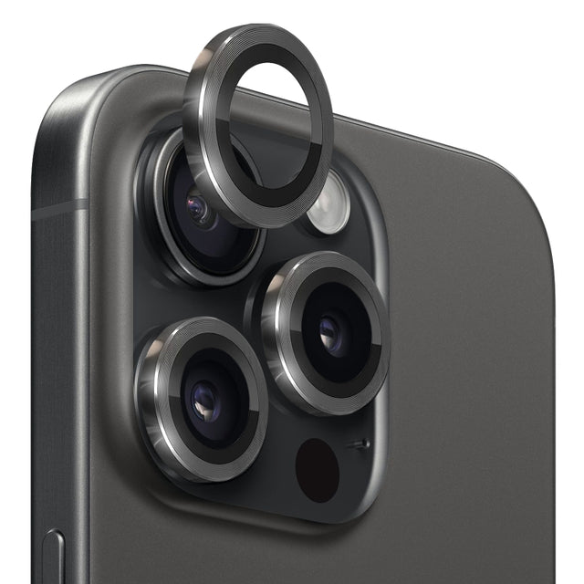 For iPhone 15 Pro / 15 Pro Max NORTHJO Camera Lens Protector Tempered Glass CD Vein Metal Ring Film(Black)