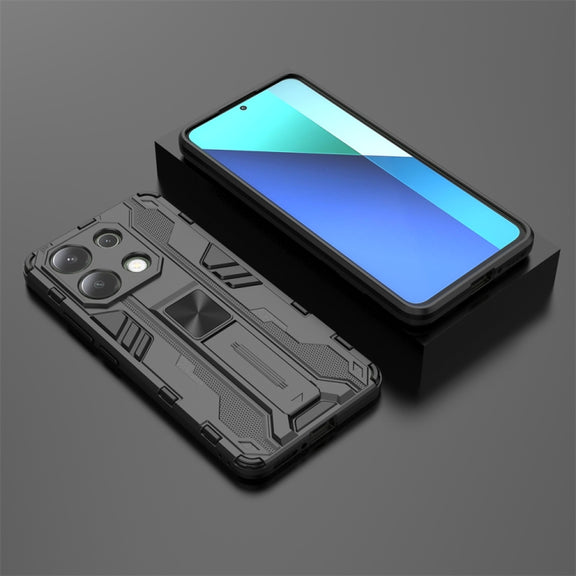For Redmi Note 13 4G Supersonic Armor PC Hybrid TPU Phone Case(Black)