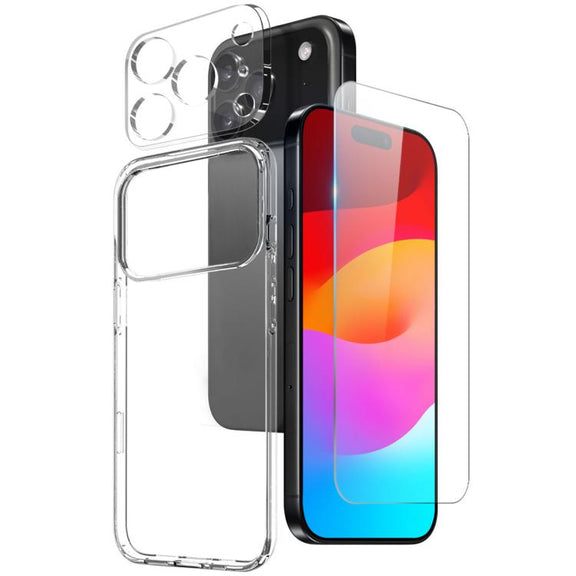 For iPhone 17 Pro NORTHJO 3 in 1 TPU Phone Case with Screen Film and Lens Film(Clear)