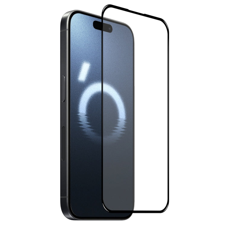 For iPhone 16 Pro Max NORTHJO A++ Screen Protector Full Glue Silk Printing Tempered Glass Film(Black)