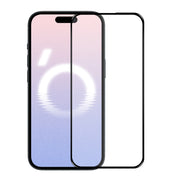 For iPhone 16 Plus NORTHJO A++ Screen Protector Full Glue Silk Printing Tempered Glass Film(Black)