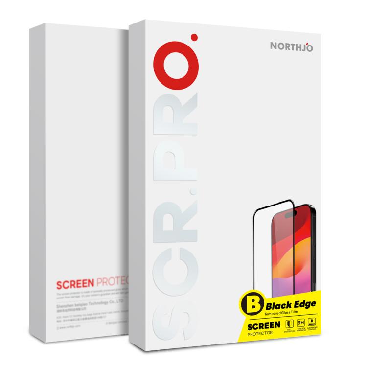 For iPhone 17 NORTHJO A++ Screen Protector Full Glue Silk Printing Tempered Glass Film(Black)