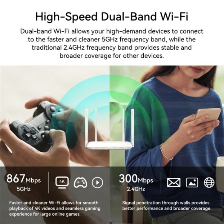 LB-LINK WR1300H Full Gigabit Port 1200M High Speed Dual Band 5G WiFi Repeater Wireless Router