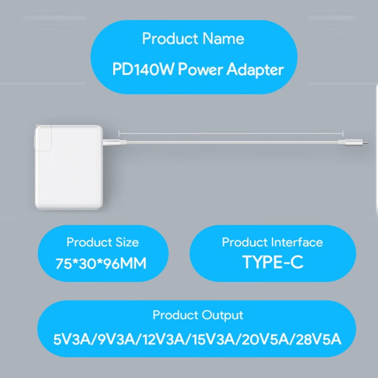PD3.1 140W USB-C PD Laptop Power Adapter for Apple M1 / M2 MacBook Series EU Plug