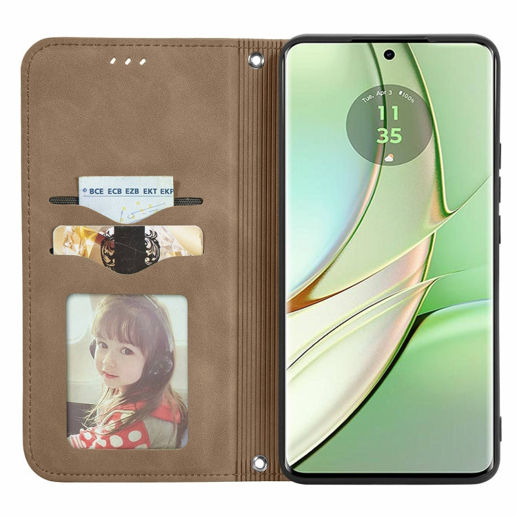 For Motorola Edge 2024 Retro Skin Feel Magnetic Flip Leather Phone Case(Brown)