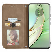 For Motorola Edge 2024 Retro Skin Feel Magnetic Flip Leather Phone Case(Brown)