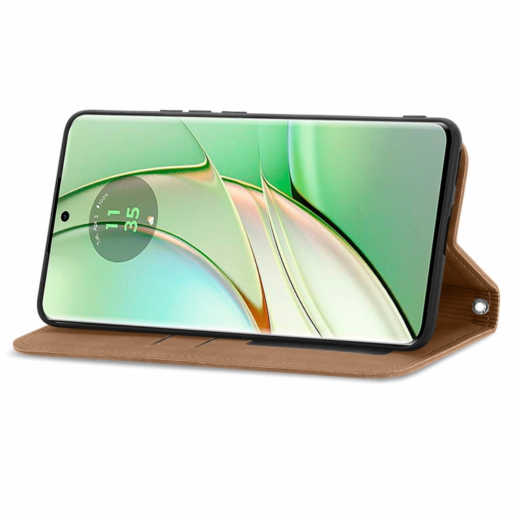 For Motorola Edge 2024 Retro Skin Feel Magnetic Flip Leather Phone Case(Brown)