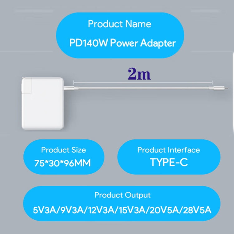 PD3.1 140W USB-C PD Laptop Power Adapter + 2m 5A USB-C to USB-C Data Cable AU Plug