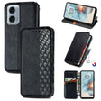 For Motorola Moto G24 Power Cubic Grid Pressed Magnetic Leather Phone Case(Black) - Motorola Cases by PMC TechLife | Online Shopping South Africa | PMC TechLife | Buy Now Pay Later Mobicred