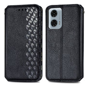 For Motorola Moto G24 Power Cubic Grid Pressed Magnetic Leather Phone Case(Black)