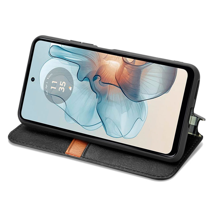 For Motorola Moto G24 Power Cubic Grid Pressed Magnetic Leather Phone Case(Black)