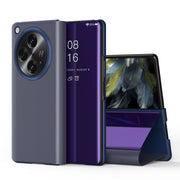 For OPPO Find N3 Plated Mirror Horizontal Flip Leather Phone Case with Holder(Purple)