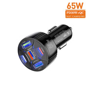 TE-P50 65W PD30W Type-C x 2 + USB x 3 Multi Port Car Charger(Black)