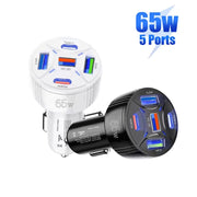 TE-P50 65W PD30W Type-C x 2 + USB x 3 Multi Port Car Charger(Black)