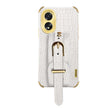 For OPPO A38 Electroplated Wrist Strap Crocodile Leather Back Phone Case(White) - OPPO Cases by PMC TechLife | Online Shopping South Africa | PMC TechLife | Buy Now Pay Later Mobicred