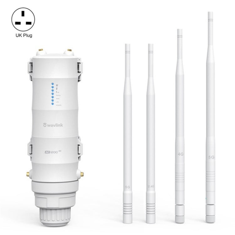 WAVLINK WN572HE4D AC1200 4G LTE WiFi Dual Band 4 Detachable Antennas Router, Plug:UK Plug