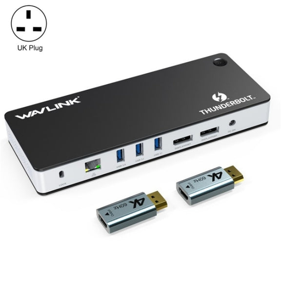 WAVLINK UTD21H 11 in 1 4K Dual DisplayPort Hub Converter Thunderbolt 3 Docking Station, Plug:UK Plug