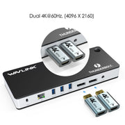 WAVLINK UTD21H 11 in 1 4K Dual DisplayPort Hub Converter Thunderbolt 3 Docking Station, Plug:EU Plug