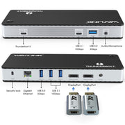 WAVLINK UTD21H 11 in 1 4K Dual DisplayPort Hub Converter Thunderbolt 3 Docking Station, Plug:US Plug