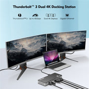 WAVLINK UTD21H 11 in 1 4K Dual DisplayPort Hub Converter Thunderbolt 3 Docking Station, Plug:EU Plug
