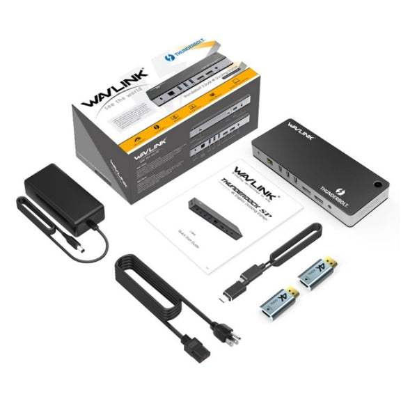 WAVLINK UTD21H 11 in 1 4K Dual DisplayPort Hub Converter Thunderbolt 3 Docking Station, Plug:US Plug