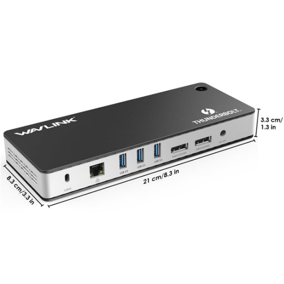WAVLINK UTD21H 11 in 1 4K Dual DisplayPort Hub Converter Thunderbolt 3 Docking Station, Plug:UK Plug