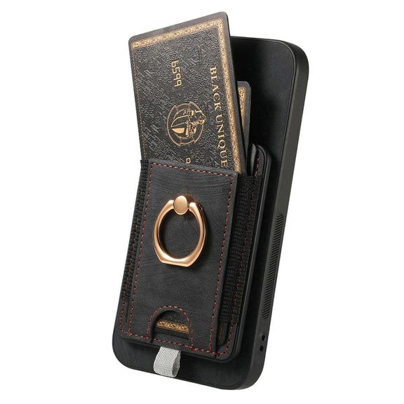 For Samsung Galaxy S25 5G Retro Splitable Magnetic Card Bag Leather Phone Case(Black)