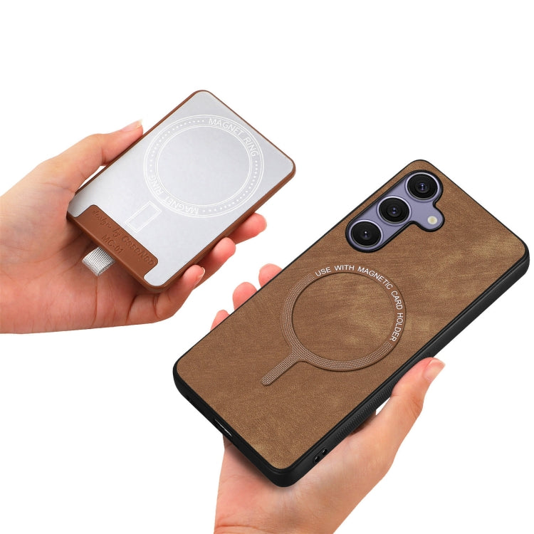 For Samsung Galaxy S25 5G Retro Splitable Magnetic Card Bag Leather Phone Case(Brown)