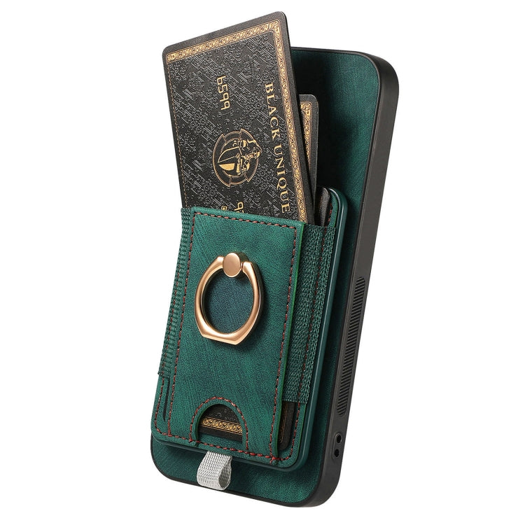 For Samsung Galaxy S25 5G Retro Splitable Magnetic Card Bag Leather Phone Case(Green)