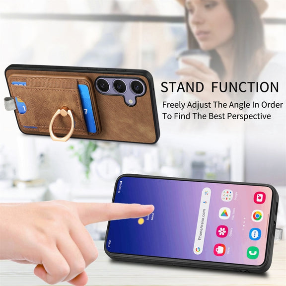 For Samsung Galaxy S25+ 5G Retro Splitable Magnetic Card Bag Leather Phone Case(Brown)