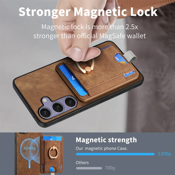 For Samsung Galaxy S25+ 5G Retro Splitable Magnetic Card Bag Leather Phone Case(Brown)