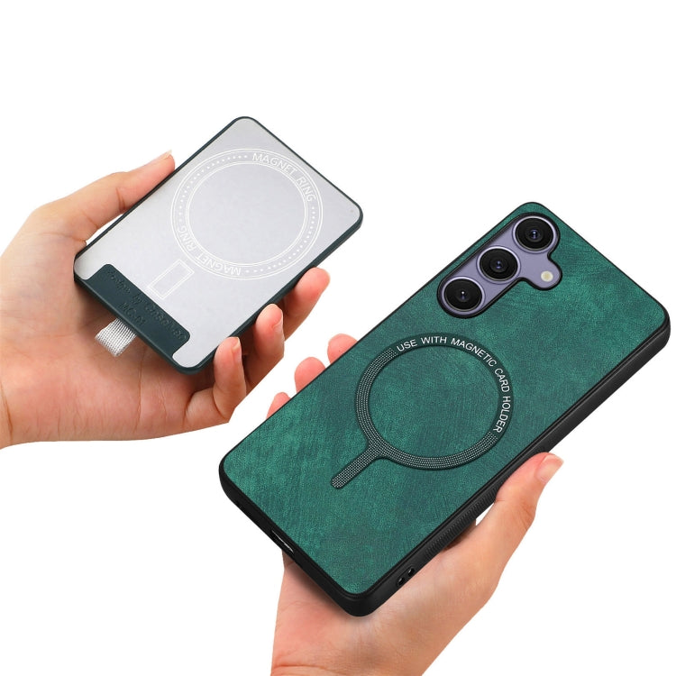 For Samsung Galaxy S25+ 5G Retro Splitable Magnetic Card Bag Leather Phone Case(Green)