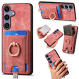 For Samsung Galaxy S25+ 5G Retro Splitable Magnetic Card Bag Leather Phone Case(Pink) - Galaxy Phone Cases by PMC Jewellery | Online Shopping South Africa | PMC Jewellery | Buy Now Pay Later Mobicred