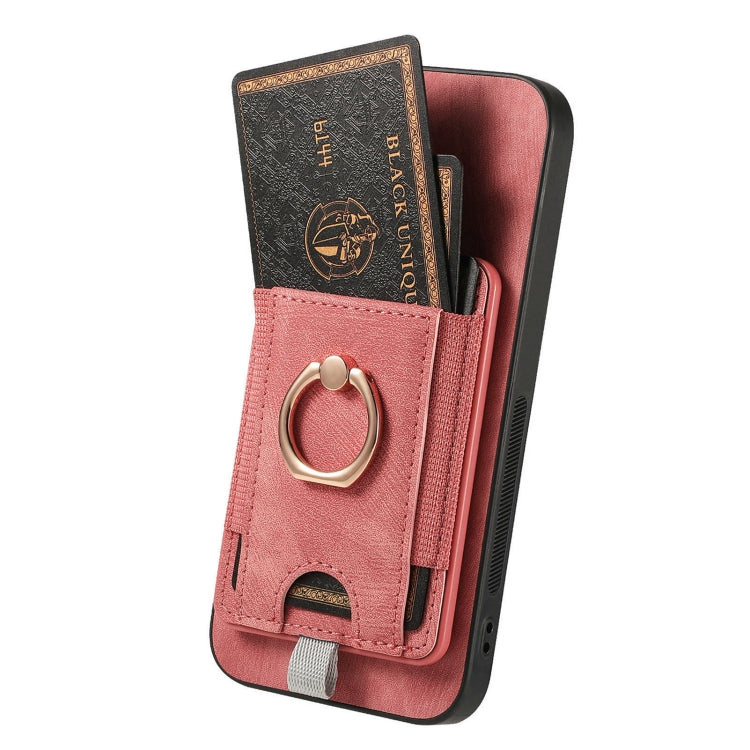 For Samsung Galaxy S25+ 5G Retro Splitable Magnetic Card Bag Leather Phone Case(Pink)