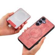 For Samsung Galaxy S25+ 5G Retro Splitable Magnetic Card Bag Leather Phone Case(Pink)
