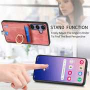 For Samsung Galaxy S25+ 5G Retro Splitable Magnetic Card Bag Leather Phone Case(Pink)