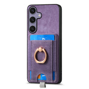 For Samsung Galaxy S25+ 5G Retro Splitable Magnetic Card Bag Leather Phone Case(Purple)