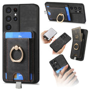 For Samsung Galaxy S25 Ultra 5G Retro Splitable Magnetic Card Bag Leather Phone Case(Black)