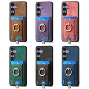 For Samsung Galaxy S25 5G Retro Splitable Magnetic Card Bag Leather Phone Case(Black)
